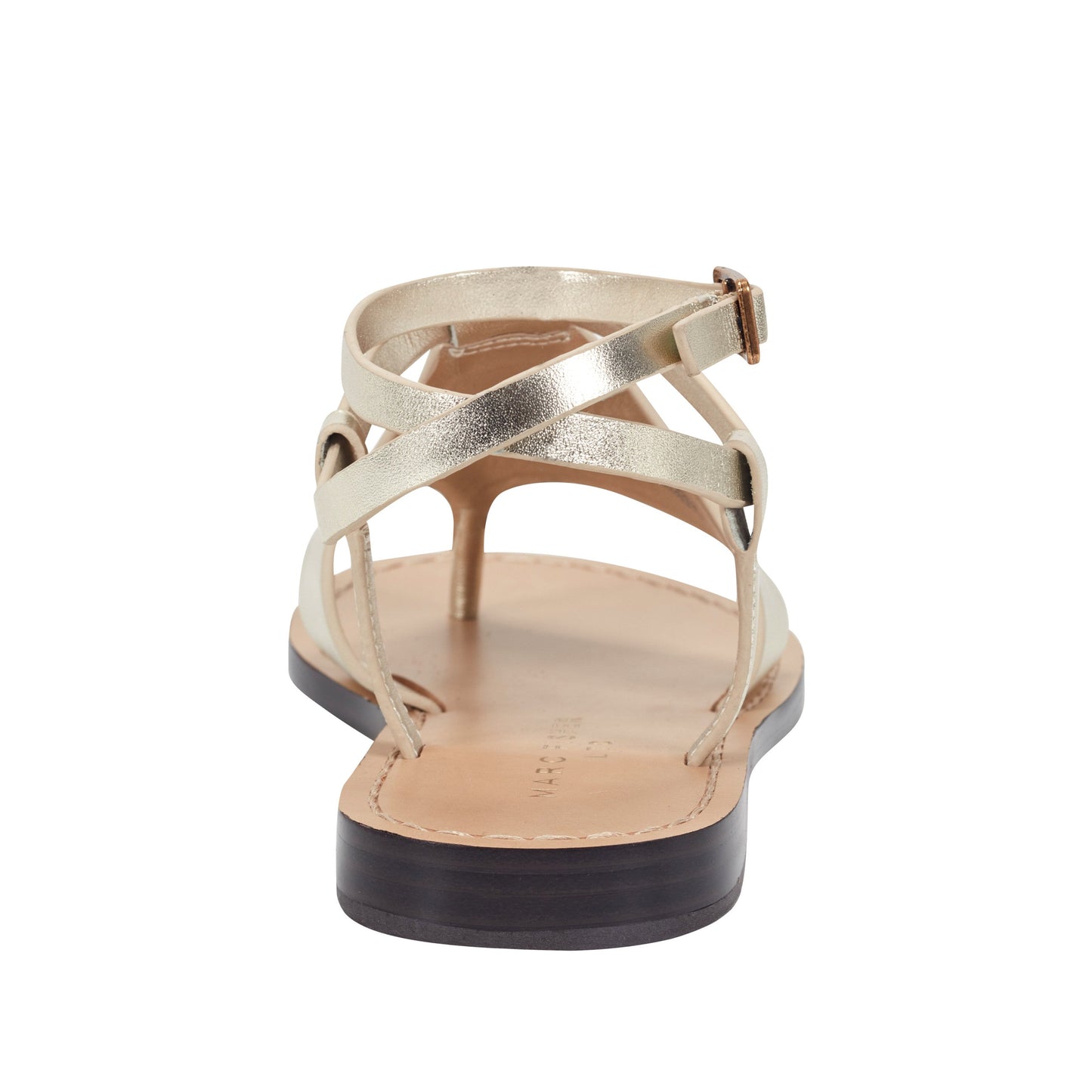 Marc Fisher Lille Thong Flat Leather Sandal - Platino Leather