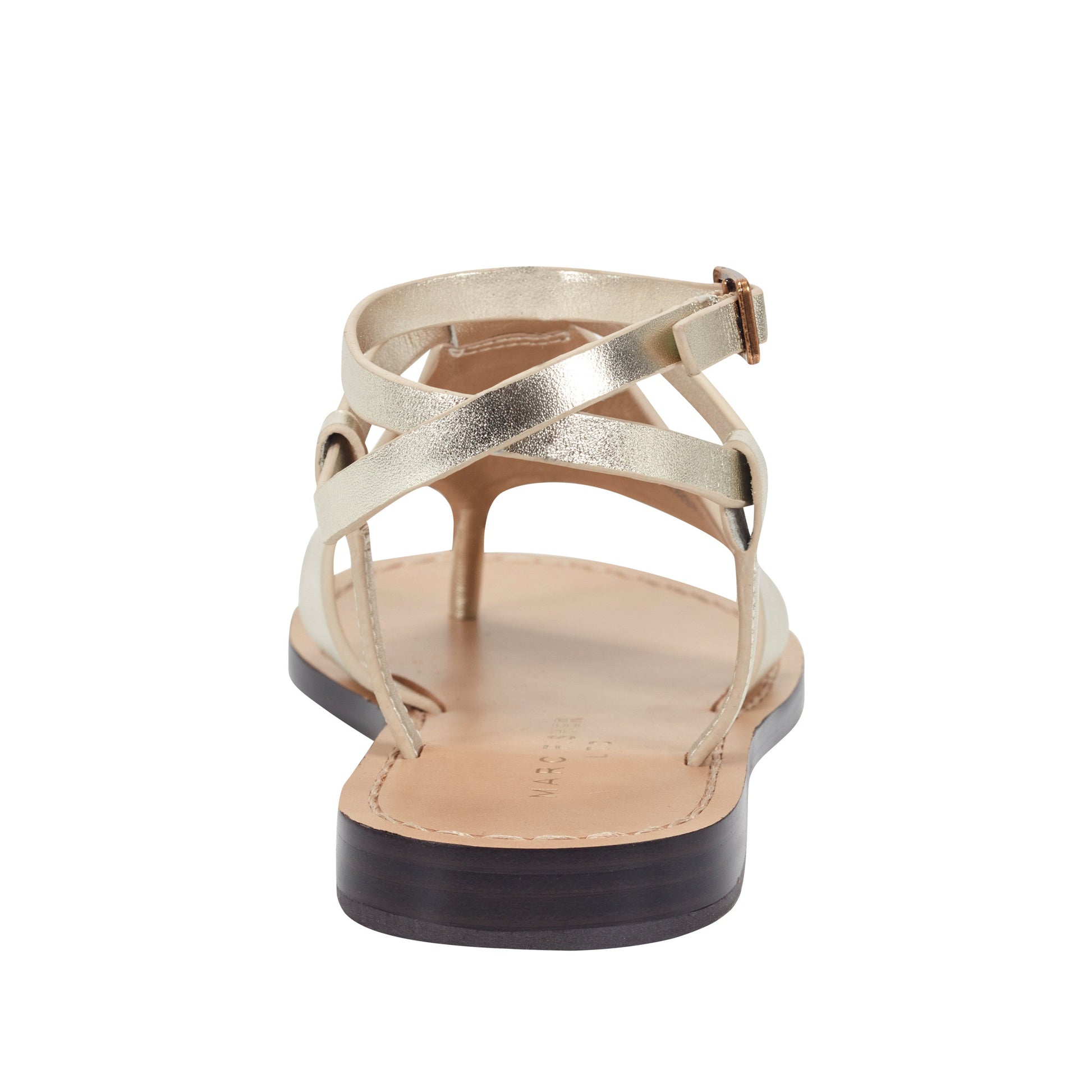 Marc Fisher Lille Thong Flat Leather Sandal - Platino Leather