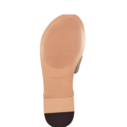 Marc Fisher Lille Thong Flat Leather Sandal - Platino Leather