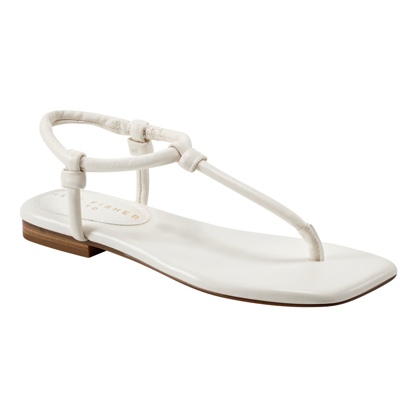 Marc Fisher Maycee Thong Flat Leather Sandal - Chic Cream Leather