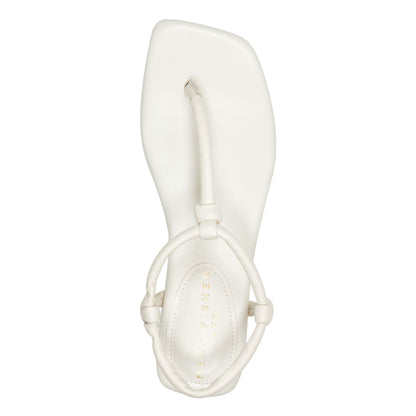 Marc Fisher Maycee Thong Flat Leather Sandal - Chic Cream Leather