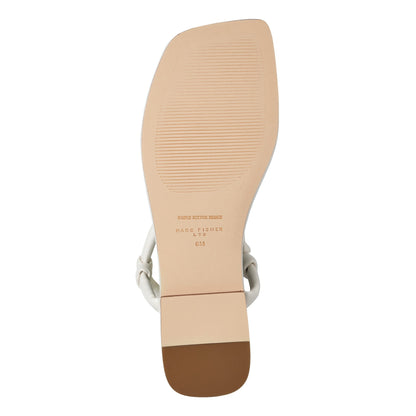 Marc Fisher Maycee Thong Flat Leather Sandal - Chic Cream Leather
