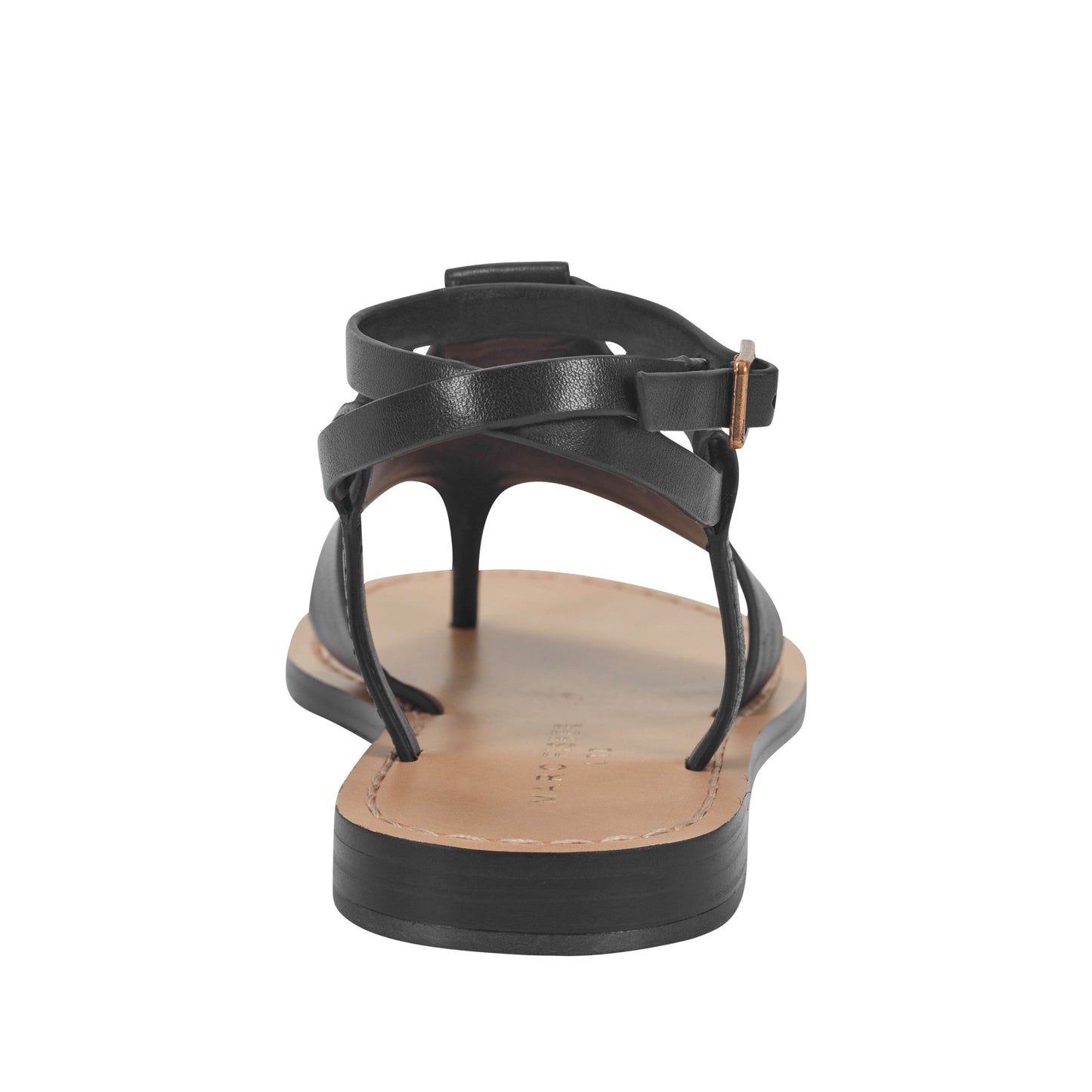 Marc Fisher Lille Thong Flat Leather Sandal - Black Leather