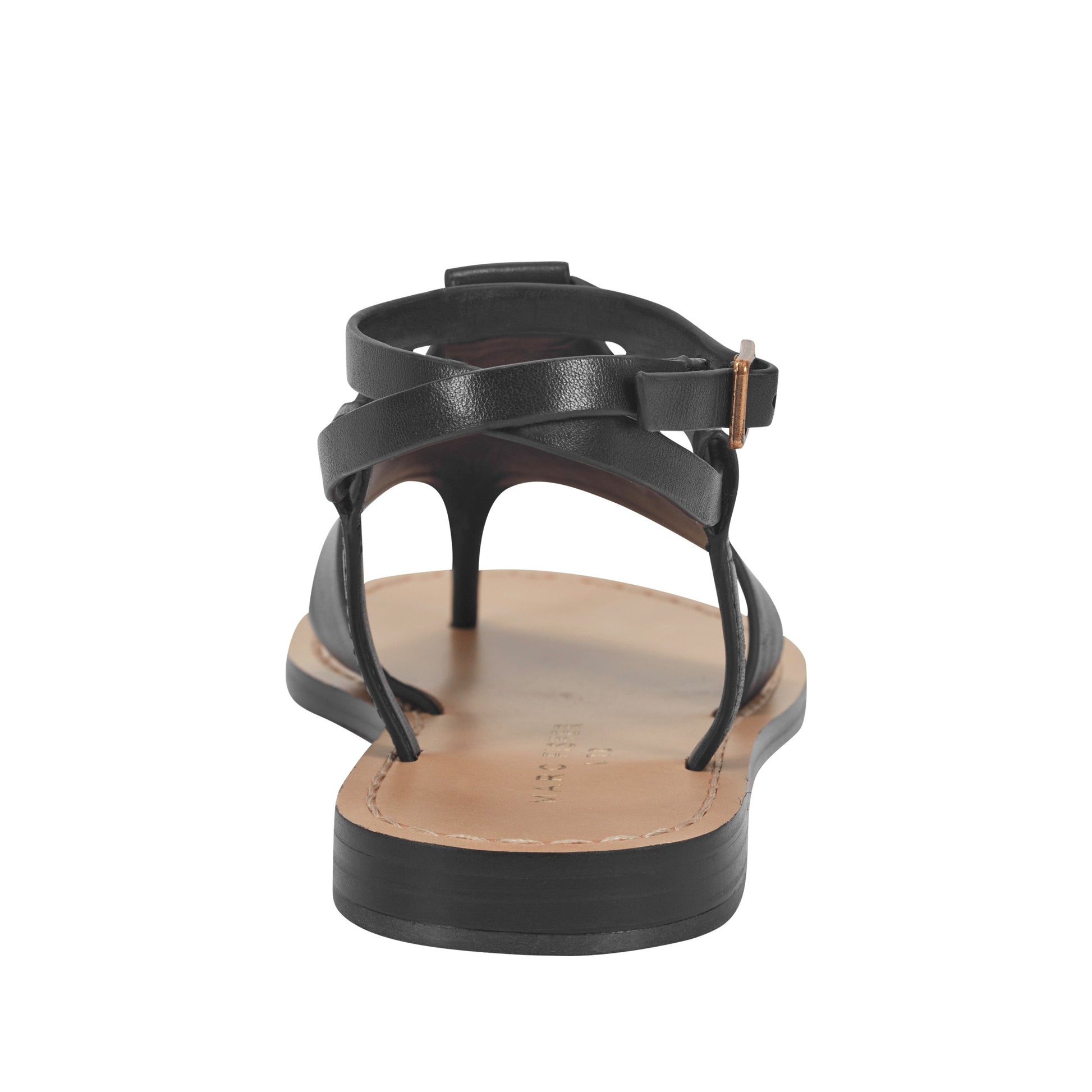 Marc Fisher Lille Thong Flat Leather Sandal - Black Leather