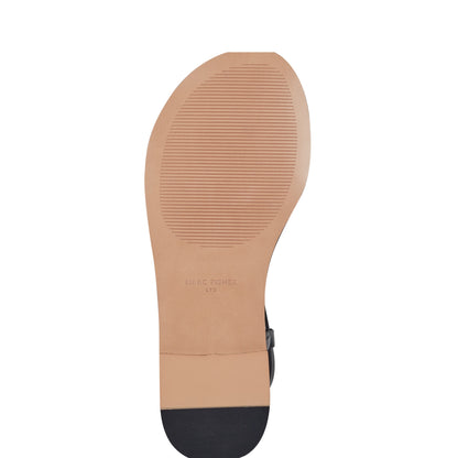 Marc Fisher Lille Thong Flat Leather Sandal - Black Leather