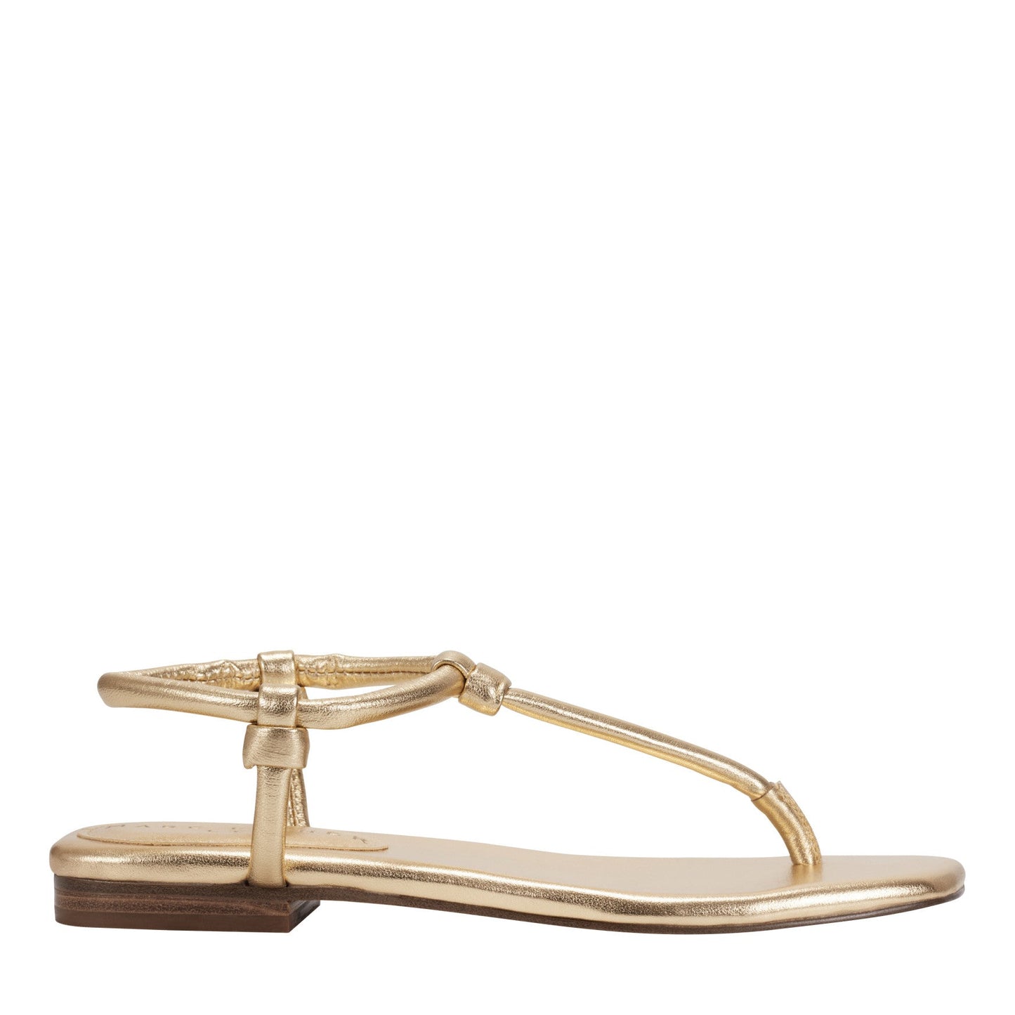 Marc Fisher Maycee Thong Flat Leather Sandal - Gold Leather