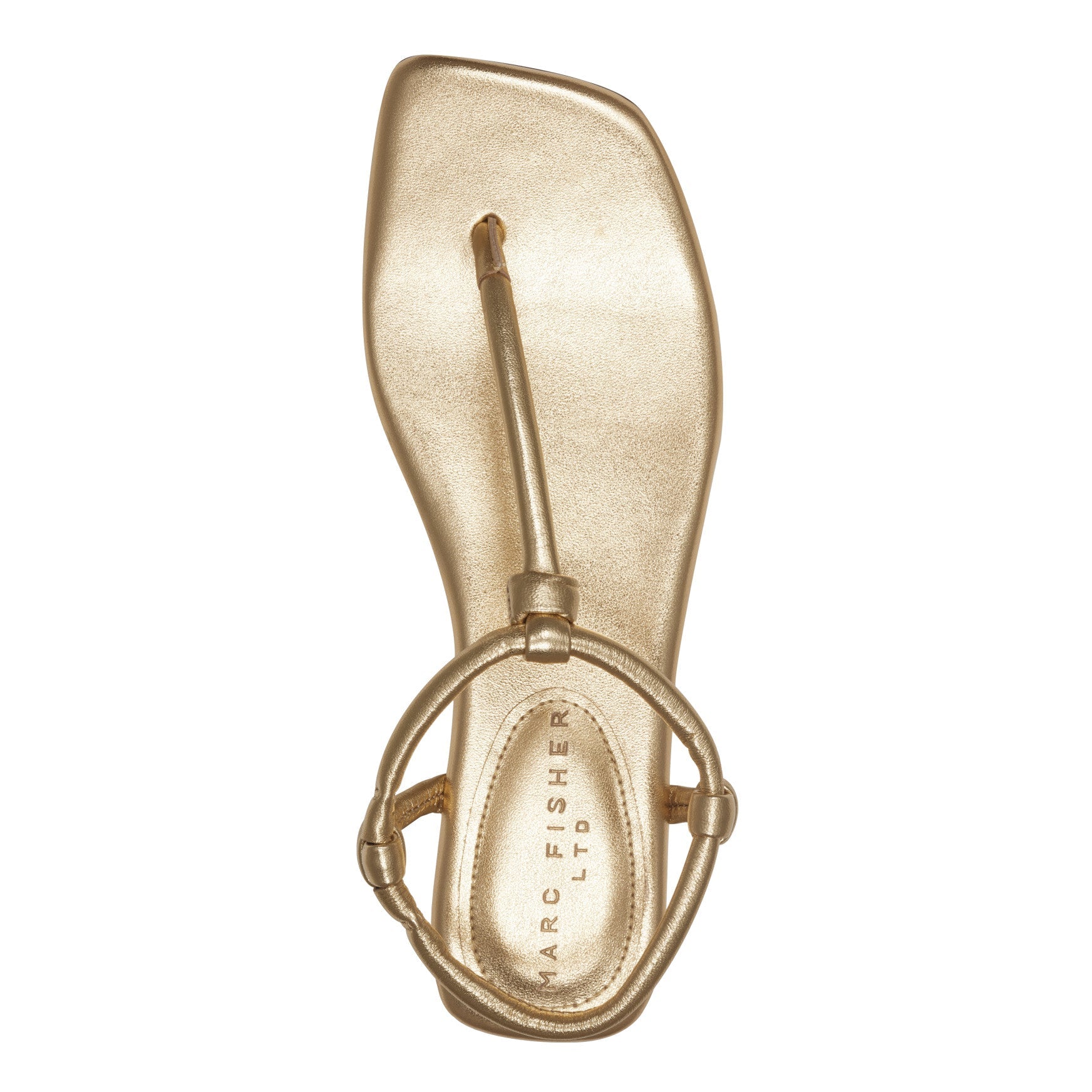 Marc Fisher Maycee Thong Flat Leather Sandal - Gold Leather