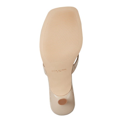 Marc Fisher Amelea Leather Thong Sandal - Embossed Natural Croco Leather