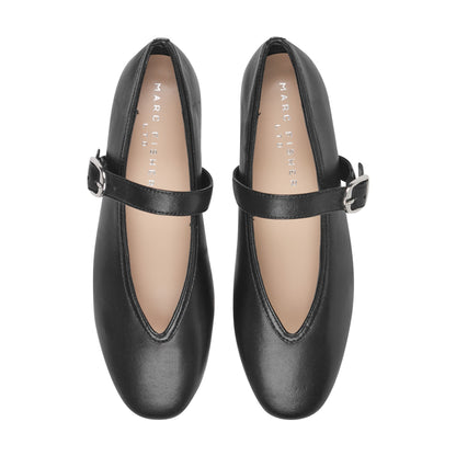 Marc Fisher Godea Mary Jane Ballet Flat - Black Leather