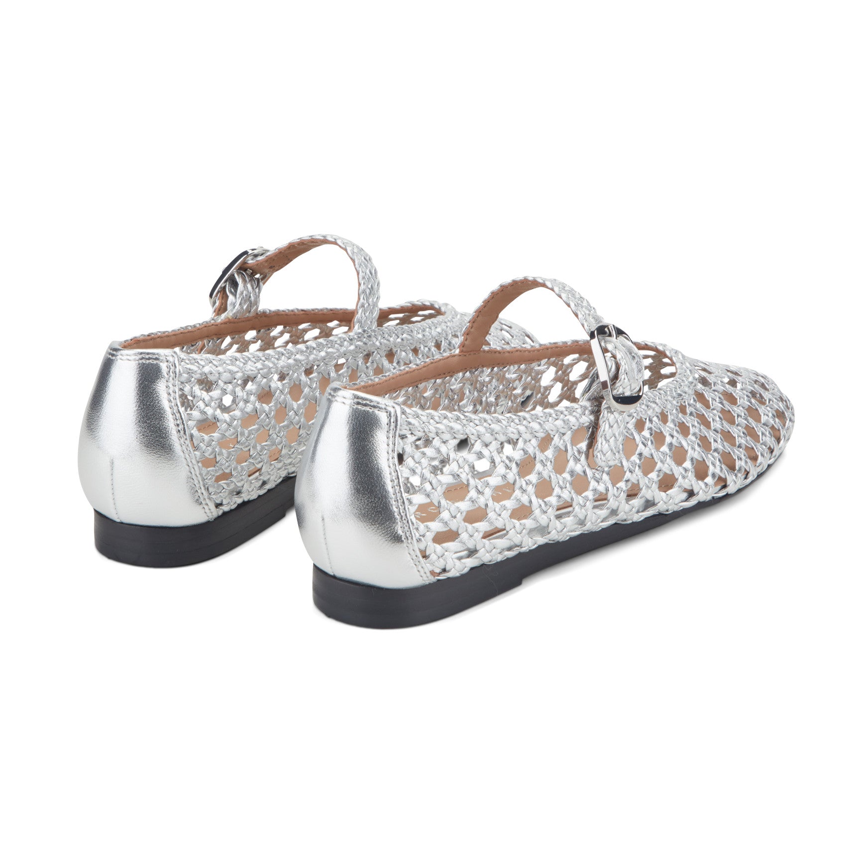 Marc Fisher Evonna Woven Leather Mary Jane Ballet Flat - Silver Leather