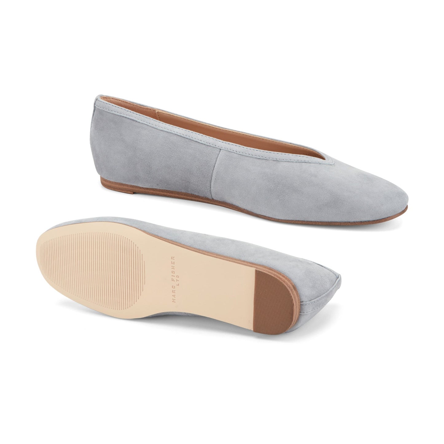 Marc Fisher Gradi Leather Ballet Flat - Light Grey Suede