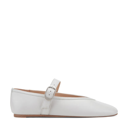 Marc Fisher Godea Mary Jane Ballet Flat - White Leather