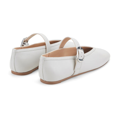 Marc Fisher Godea Mary Jane Ballet Flat - White Leather