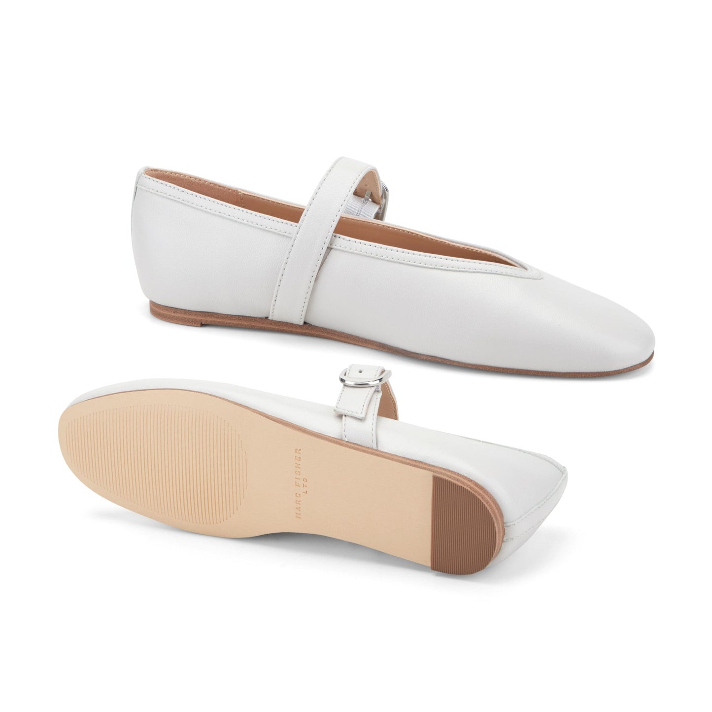 Marc Fisher Godea Mary Jane Ballet Flat - White Leather