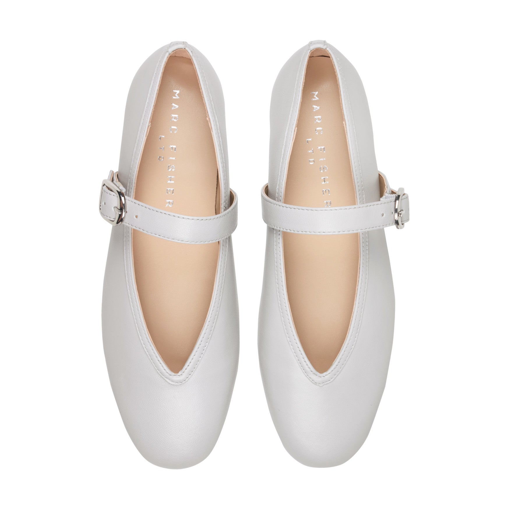Marc Fisher Godea Mary Jane Ballet Flat - White Leather