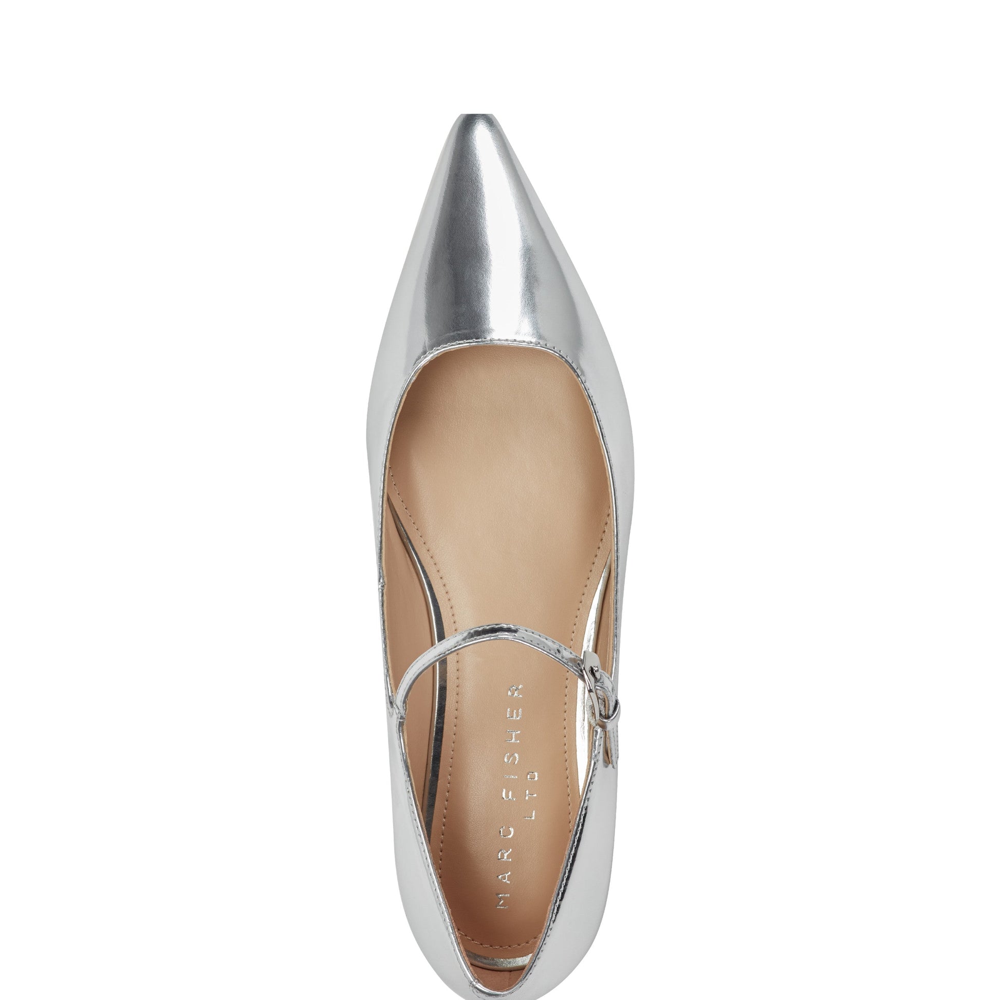 Marc Fisher Trella Leather Mary Jane Flat - Silver Metallic