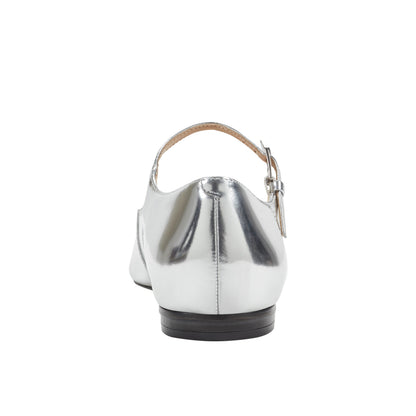 Marc Fisher Trella Leather Mary Jane Flat - Silver Metallic