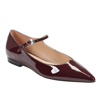 Marc Fisher Trella Leather Mary Jane Flat - Dark Red Patent Leather