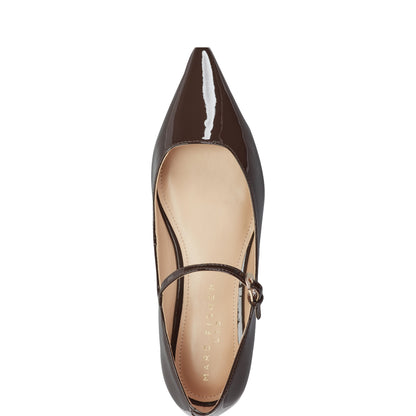 Marc Fisher Trella Leather Mary Jane Flat - Brown Patent Leather