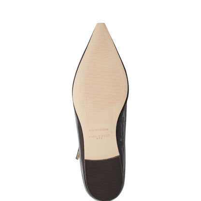 Marc Fisher Trella Leather Mary Jane Flat - Brown Patent Leather
