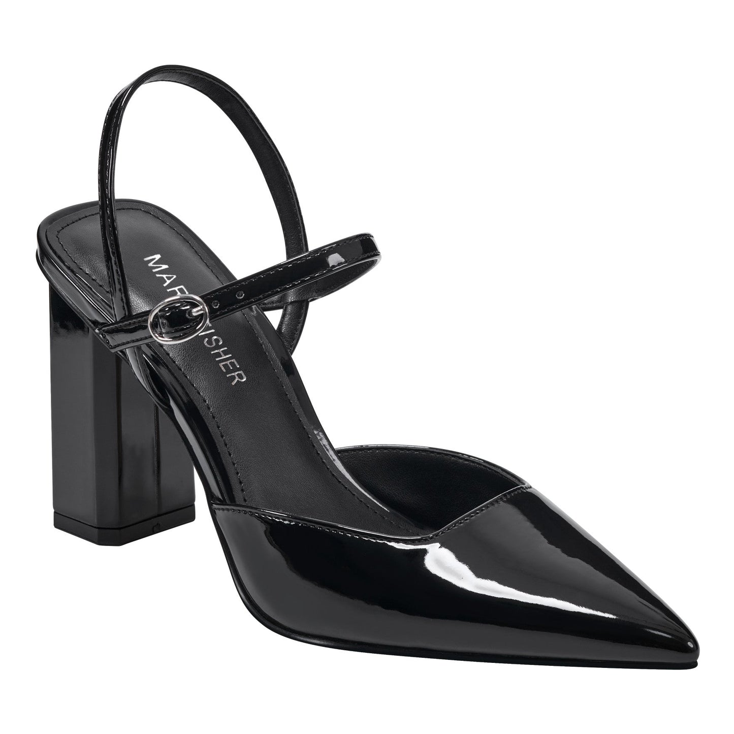 Marc Fisher Doster Pointy Toe Slingback - Black Patent