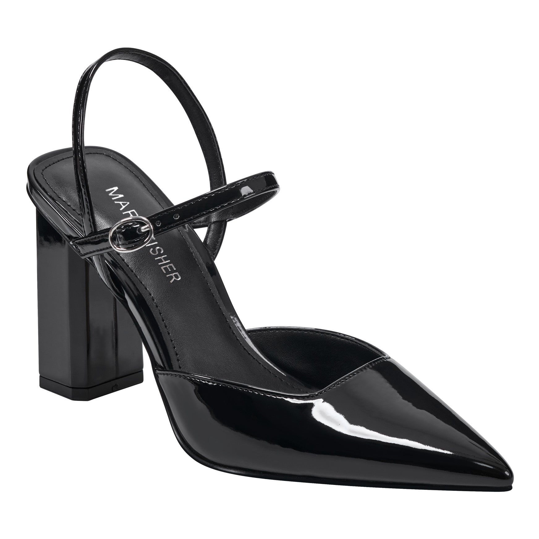 Marc Fisher Doster Pointy Toe Slingback - Black Patent