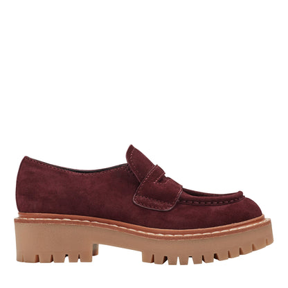 Marc Fisher Norton Lug Sole Leather Loafer - Dark Red Leather
