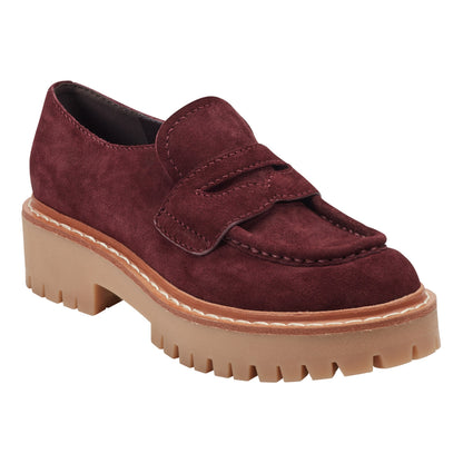 Marc Fisher Norton Lug Sole Leather Loafer - Dark Red Leather