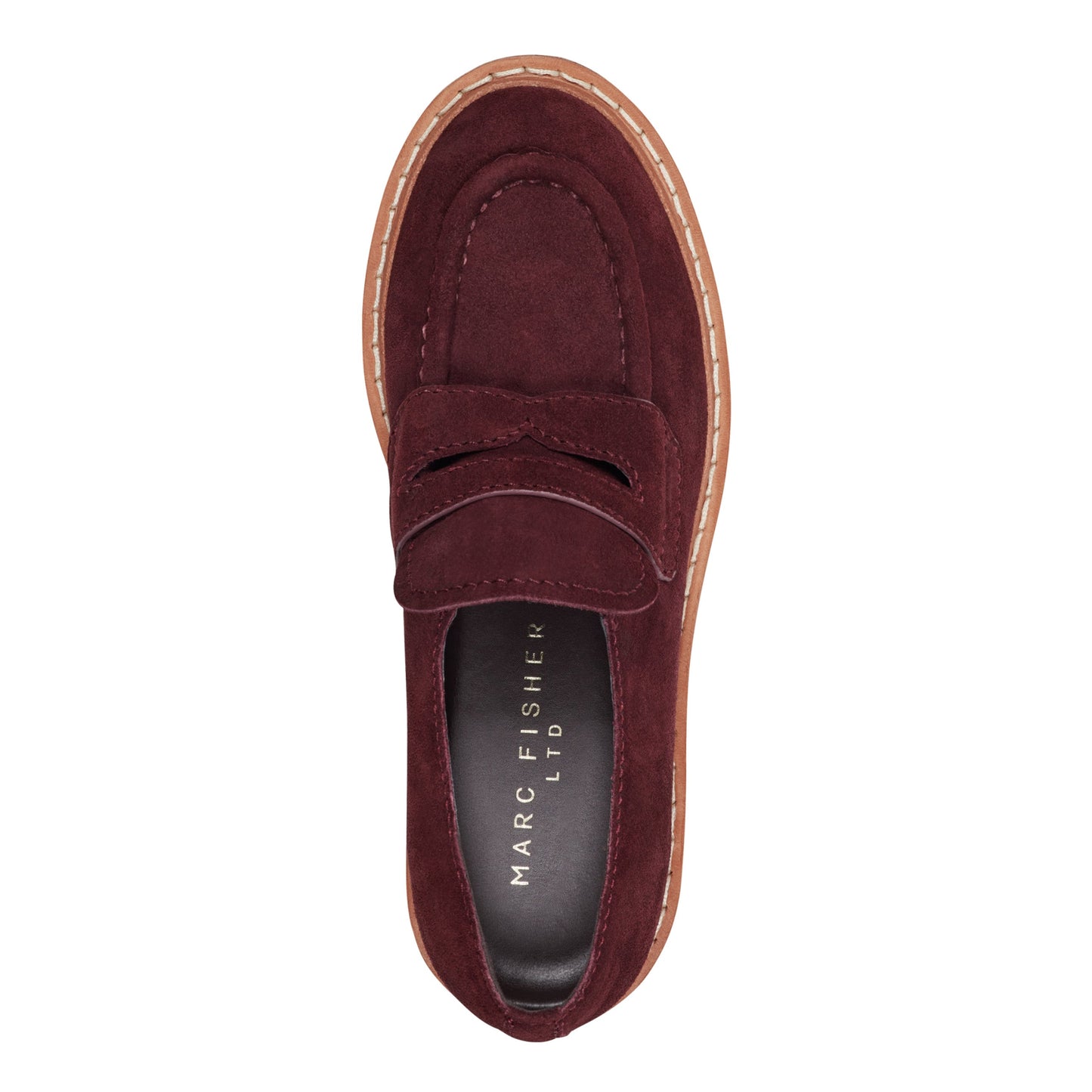 Marc Fisher Norton Lug Sole Leather Loafer - Dark Red Leather