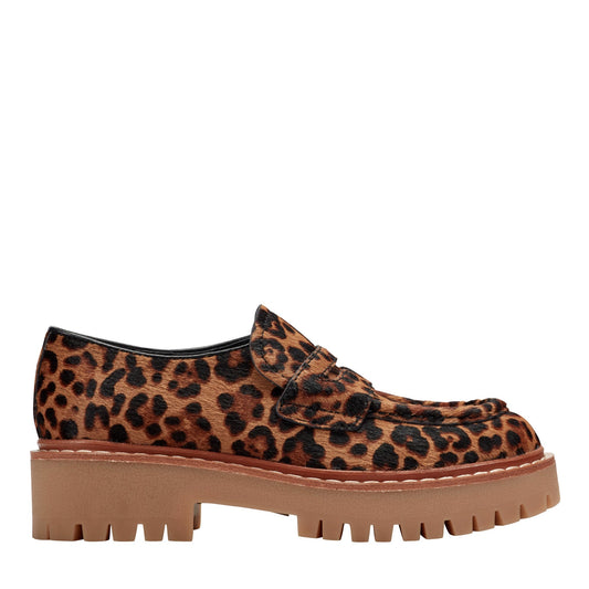 Marc Fisher Norton Lug Sole Leather Loafer - Leopard Print Pony Hair