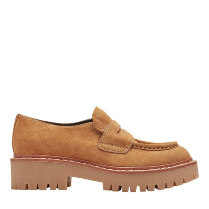 Marc Fisher Norton Lug Sole Leather Loafer - Natural Suede