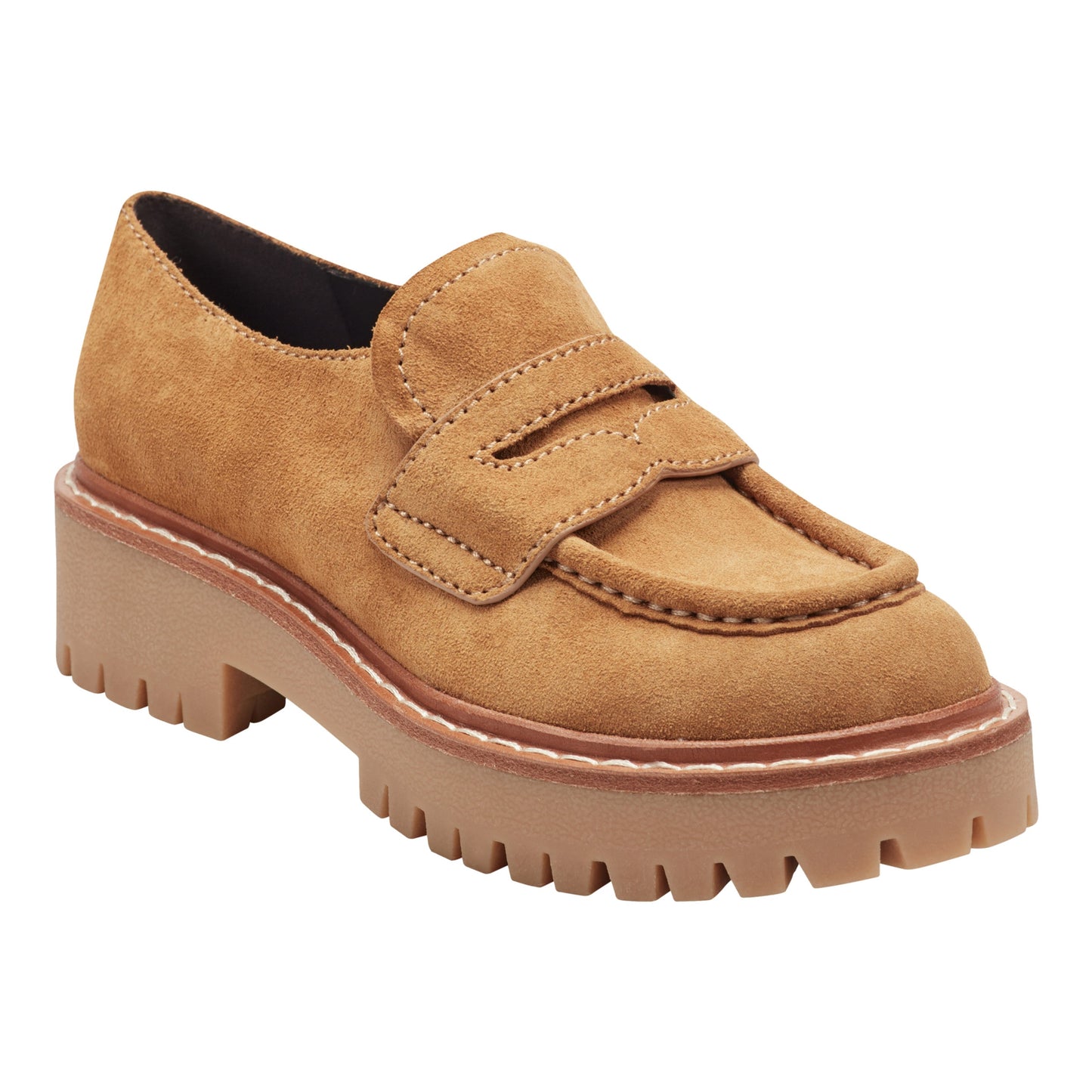 Marc Fisher Norton Lug Sole Leather Loafer - Natural Suede