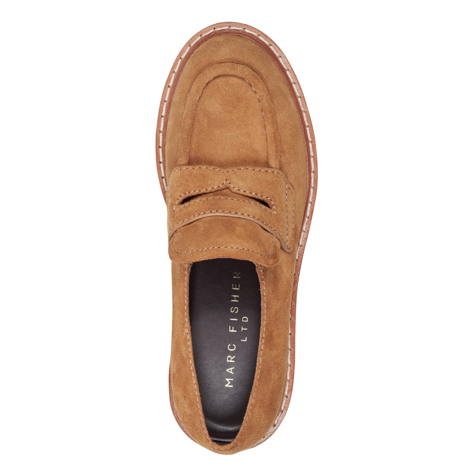 Marc Fisher Norton Lug Sole Leather Loafer - Natural Suede