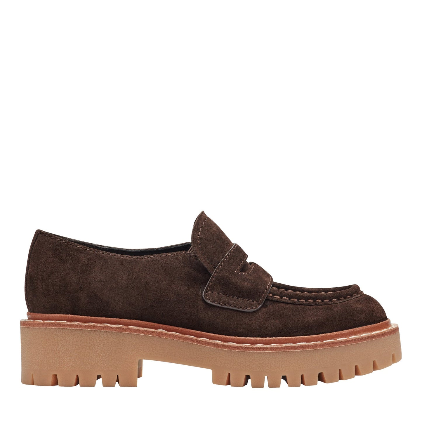 Marc Fisher Norton Lug Sole Leather Loafer - Dark Brown Suede