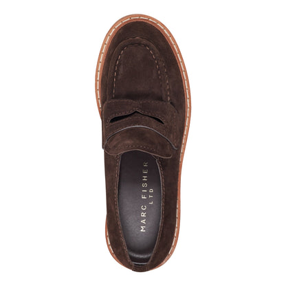 Marc Fisher Norton Lug Sole Leather Loafer - Dark Brown Suede