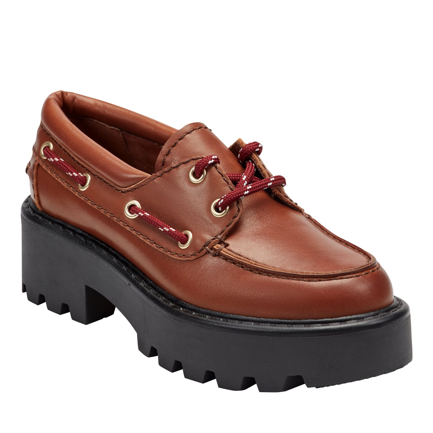 Marc Fisher Peyten Leather Lug Sole Loafer - Cognac Leather