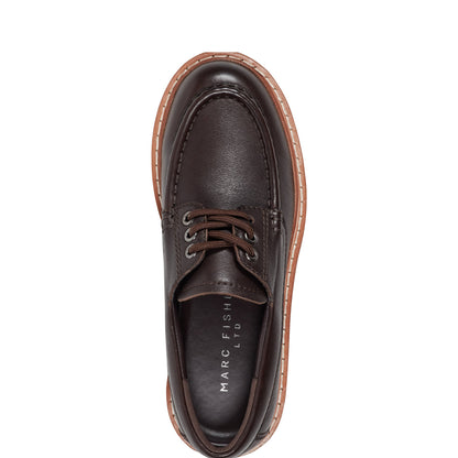 Marc Fisher Nerida Lug Sole Leather Loafer - Dark Brown Leather