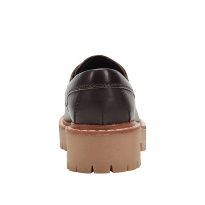 Marc Fisher Nerida Lug Sole Leather Loafer - Dark Brown Leather