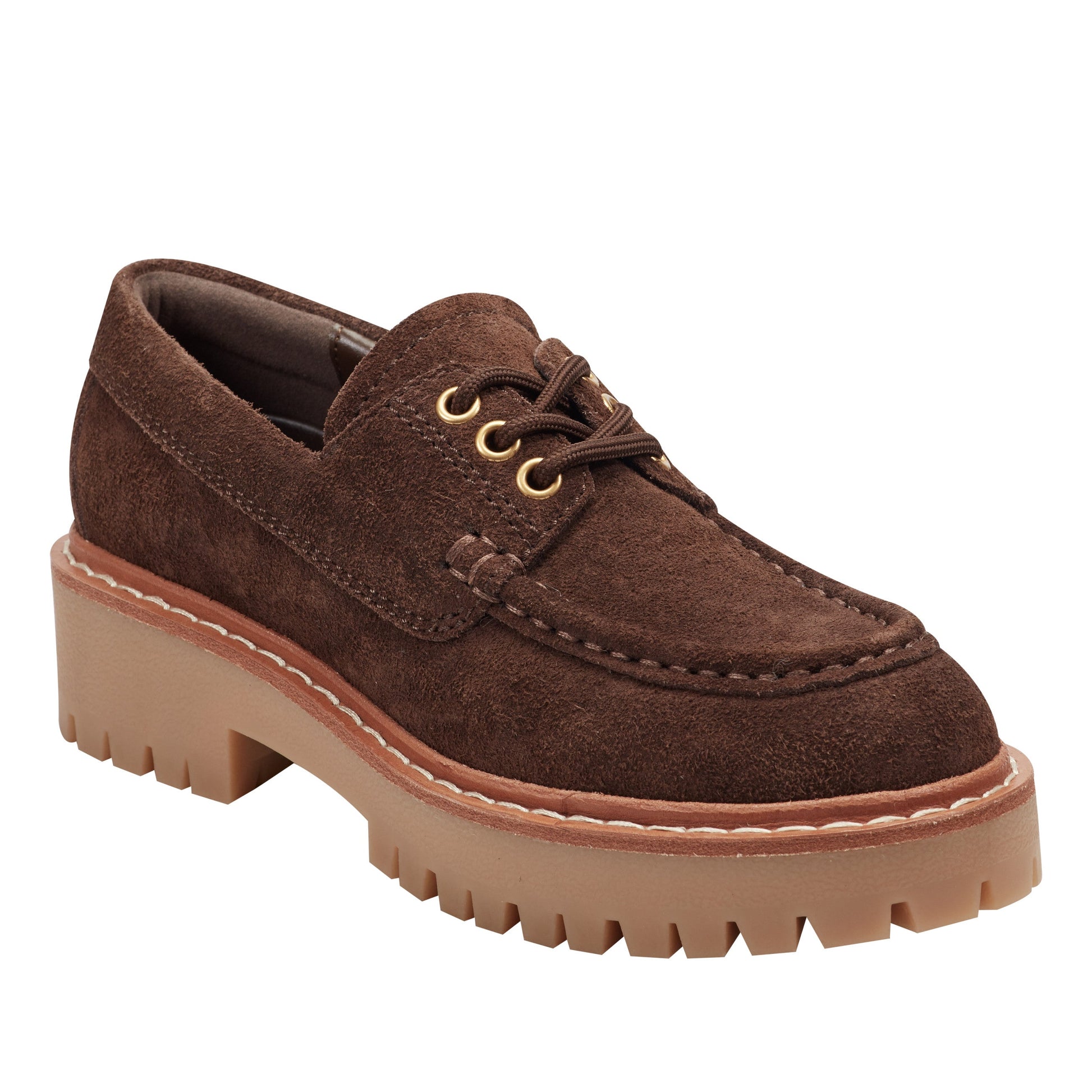 Marc Fisher Nerida Lug Sole Leather Loafer - Brown Suede
