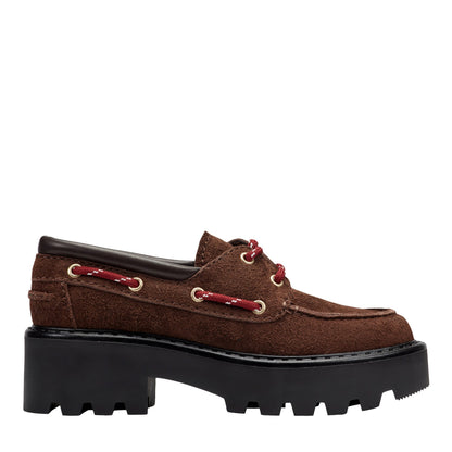 Marc Fisher Peyten Leather Lug Sole Loafer - Dark Brown Suede