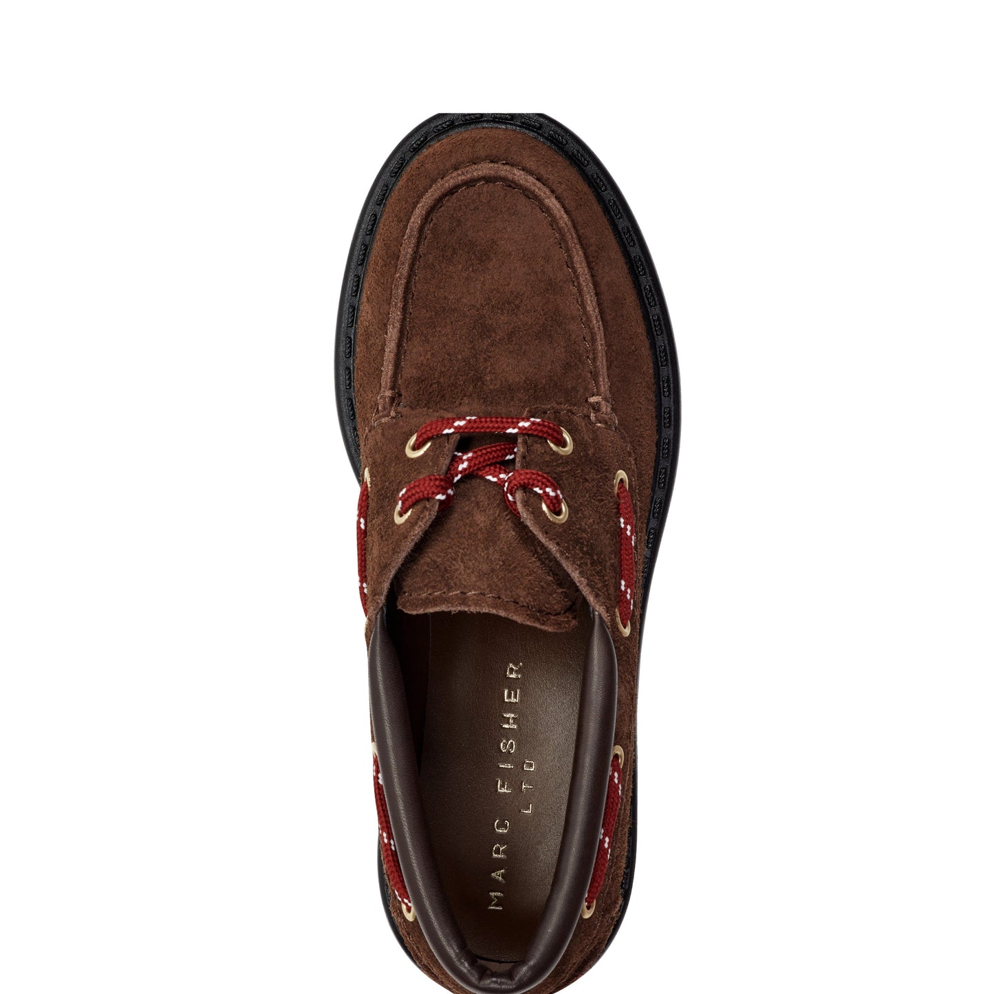 Marc Fisher Peyten Leather Lug Sole Loafer - Dark Brown Suede