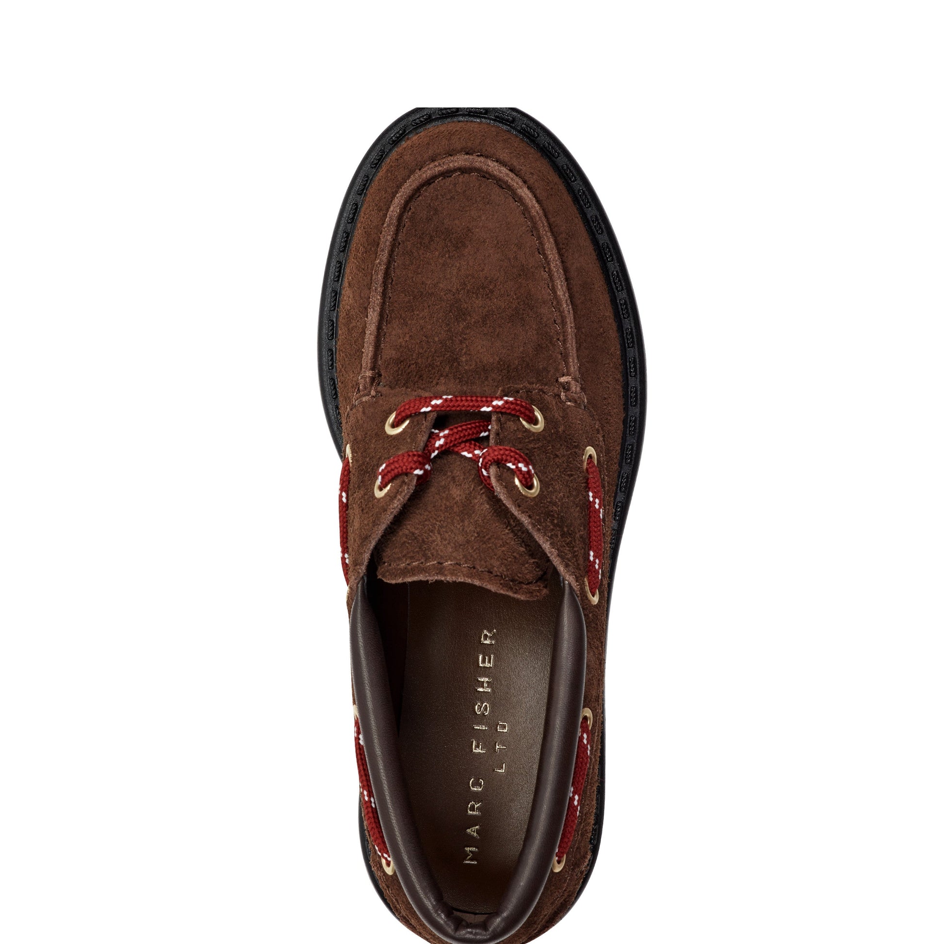 Marc Fisher Peyten Leather Lug Sole Loafer - Dark Brown Suede