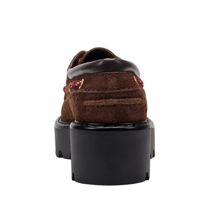 Marc Fisher Peyten Leather Lug Sole Loafer - Dark Brown Suede