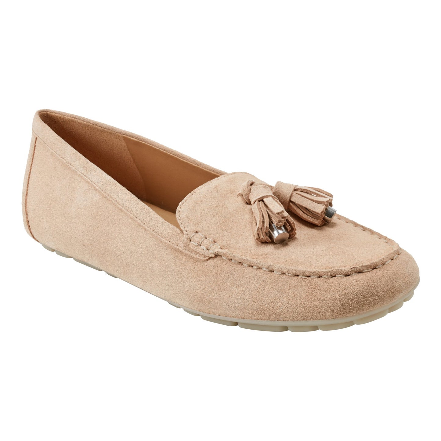 Marc Fisher Layney Casual Tassle Leather Loafer - Natural Suede