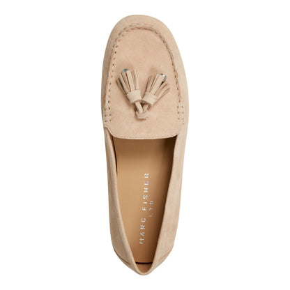 Marc Fisher Layney Casual Tassle Leather Loafer - Natural Suede