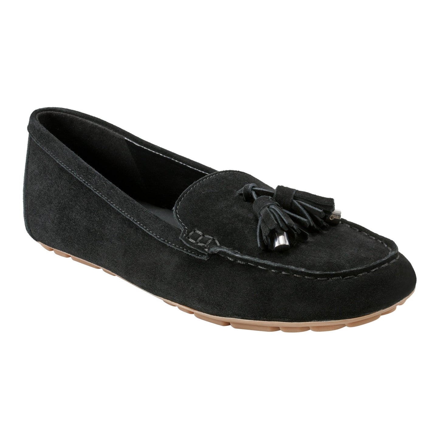 Marc Fisher Layney Casual Tassle Leather Loafer - Black Suede