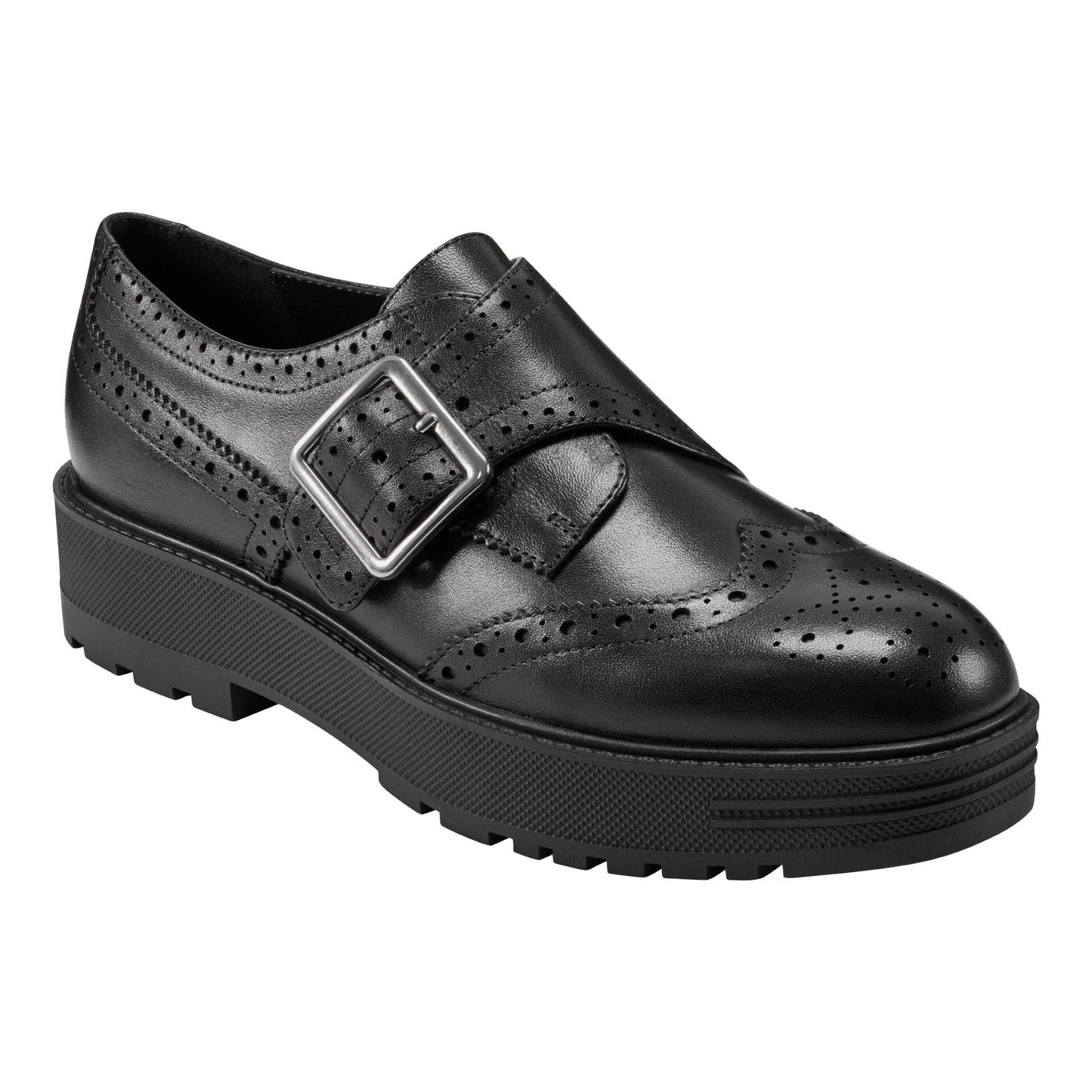 Marc Fisher Remona Leather Monk Strap Loafer - Black Leather