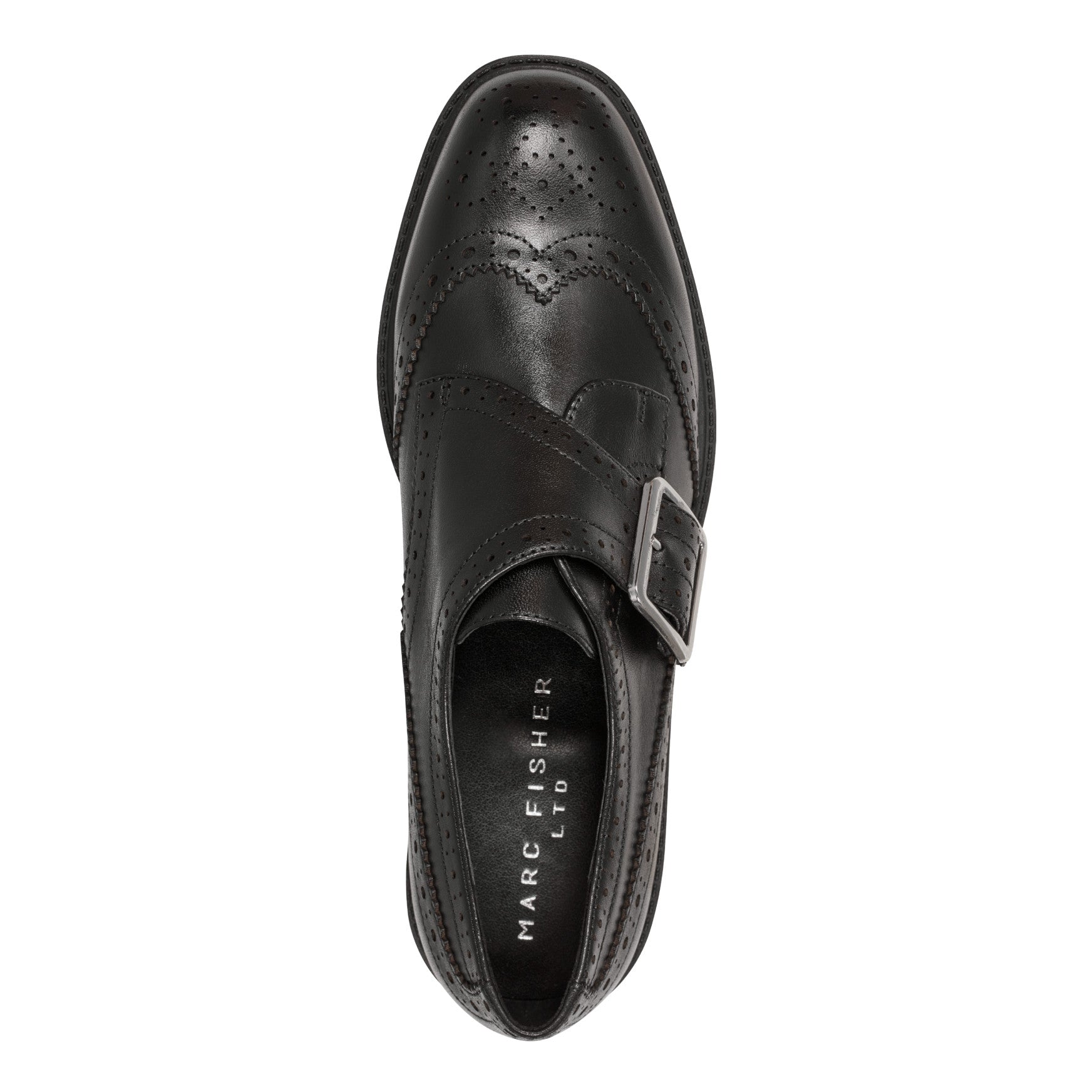 Marc Fisher Remona Leather Monk Strap Loafer - Black Leather