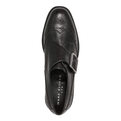 Marc Fisher Remona Leather Monk Strap Loafer - Black Leather