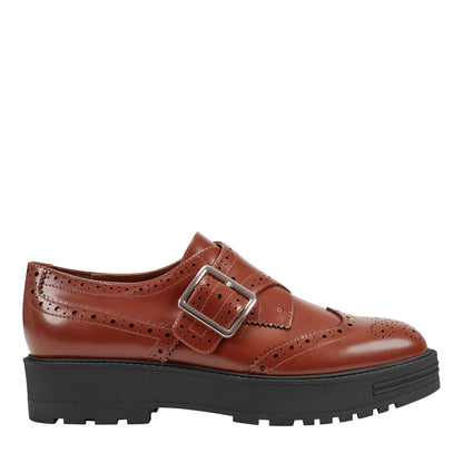 Marc Fisher Remona Leather Monk Strap Loafer - Brown Leather